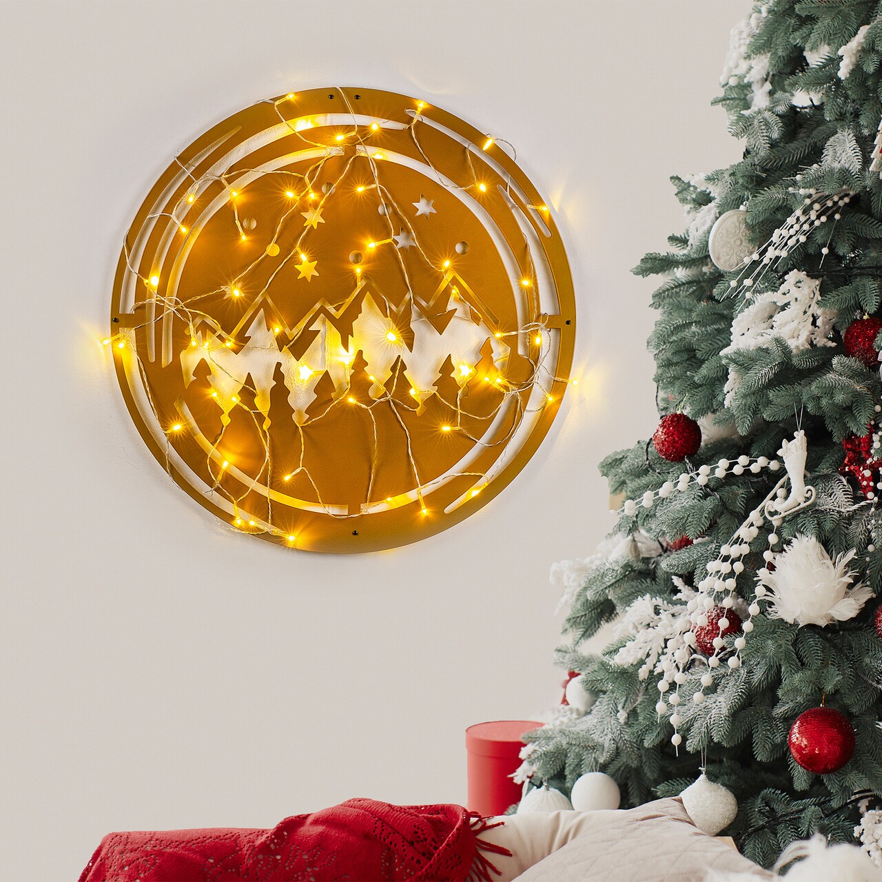 Decoratiune de luminoasa XMASGOLD-019, Tanelorn, 61x61 cm, metal, auriu - imagine 7